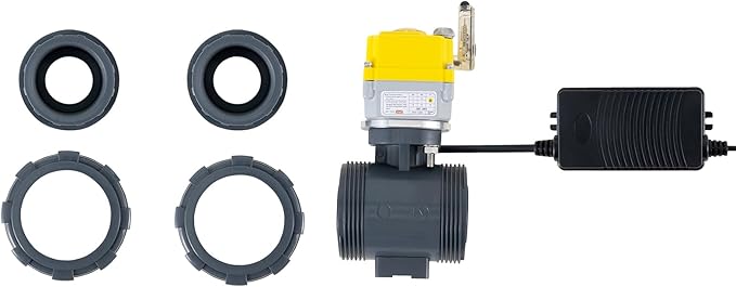 Smart electric valve 1 inch PVC joint ball valve Tuya APP smart wifi water cut-off valve DC24V AC110V-230V power adapter and power-off automatic return setting. Smart timing water valve DN25MM
