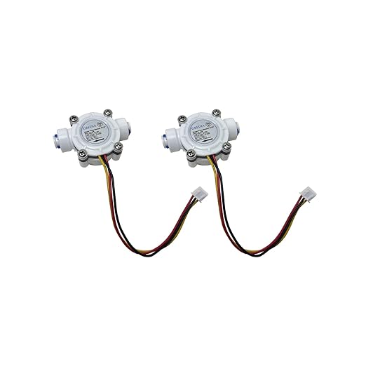 1/4" Quick Connect Water Flow Sensor Food-Grade Switch Hall Effect Flowmeter Fluid Meter Counter 0.3-6L/min (Pack of 2）