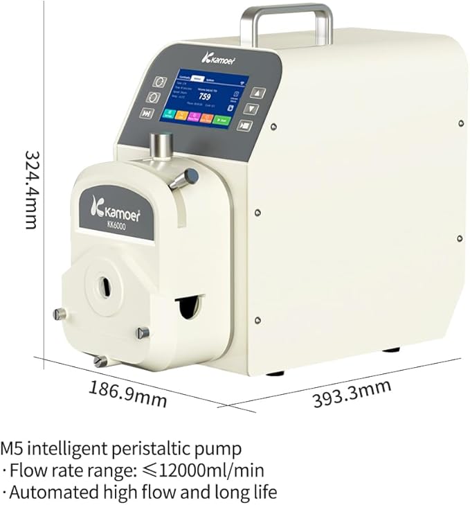 Kamoer 12L/min high flow peristaltic pump stepper motor 100V~240V M5(upgraded by AIP) intelligent WiFi variable speed liquid dosing pump touch screen digital control