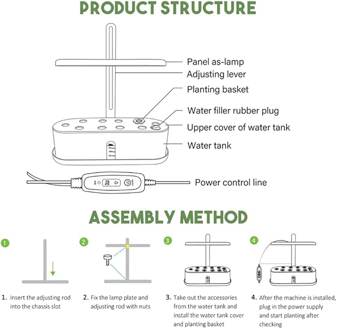 GeRRiT Hydroponics Growing System 9 Pods Indoor Herb Garden Kit with 15W LED Grow Light Automatic Timer Germination Kits Height Adjustable Smart Garden Planter for Home, Kitchen, Gardening