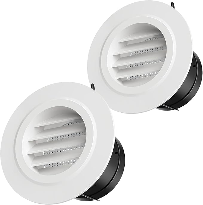 3 Inch Vent Cover, Hon&Guan 3 Soffit Vents Exterior Round Soffit Vents with Built-in a Fly Screen for Bathroom Office Home-2PCS