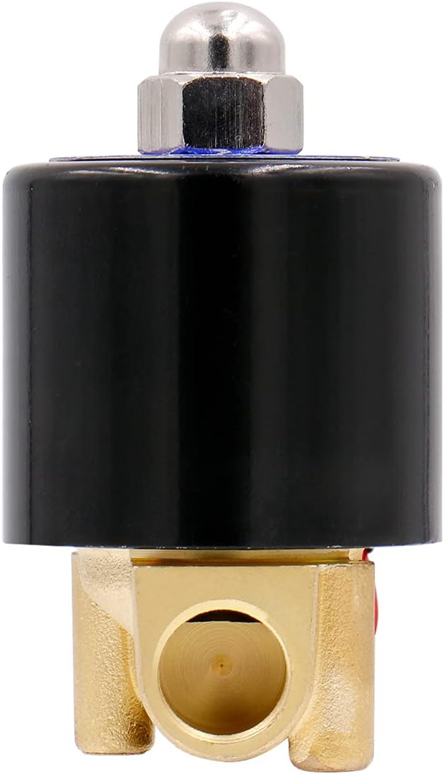 BAOMAIN 1/4" DC 24V Brass Electric Solenoid Valve, Normally Closed (N/C) 2W-025-08 for Water, Air, Gas & Low Viscosity Oil