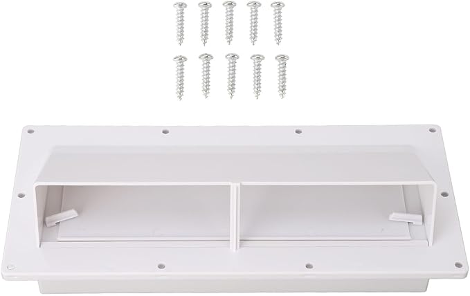 RV Exhaust Vent Cover with Automatic Wind Proof Damper, Lockable ABS Range Vent Cover for Campers and Home, Easy Installation, Includes Screws, for Ventilation Systems (White)