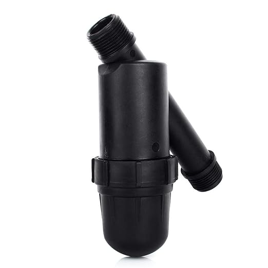 Drip Irrigation Kit, 3/4" Screen Filter Mesh, Y-Type Mesh Water Filter, Heavy Duty Plastic & Stainless Steel, Integrated Filtration System, Black, 5 M/ H, 1-8Kg Working Pressure