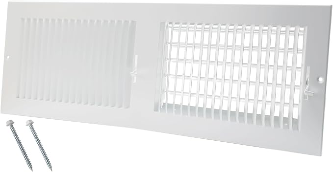 20 x 6 Inch [Duct Opening] Air Vent Covers for Wall or Ceiling - High Airflow 2 Way Steel Ventilation - Adjustable Wall/Ceiling Register, 21-3/4 Inch x 7-3/4 Inch [Overall Dimensions]