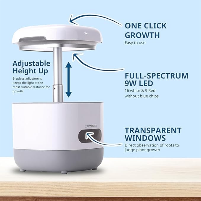 Indoor Hydroponic Garden System, LED Growing Light, Adjustable Height Water Pump, Countertop Herb Garden Kit