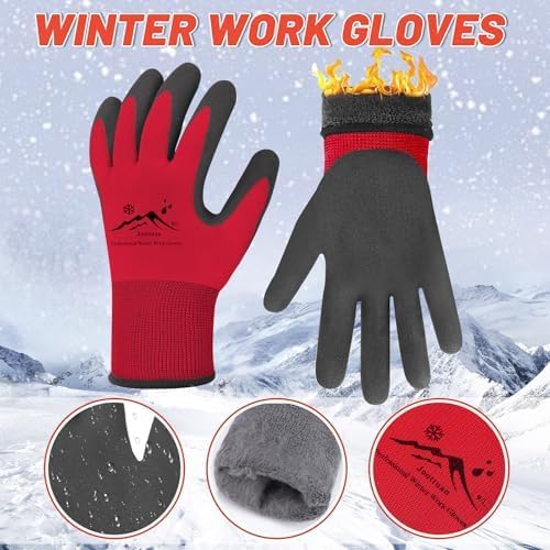 Winter Work Gloves Thermal Insulated Work Gloves Freezer Gloves Waterproof Foam Latex Coated Gloves for Men Women