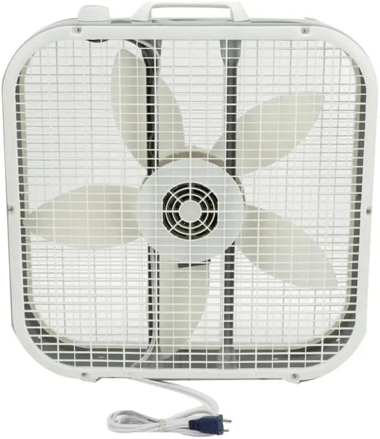 20-Inch 3-Speed Box Fan, 5-Blade Portable Fan with Carry Handle, Quiet Cooling for Bedroom Home Office Dorm
