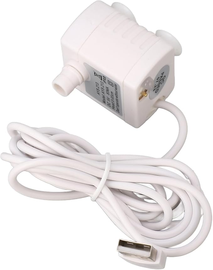 POCREATION Replacement Water Pump for Pet Fountain, Ultra Quiet USB Submersible Water Dispenser Pump with Auto Shut-Off, 5V Low Voltage for Cat and Dog Fountains