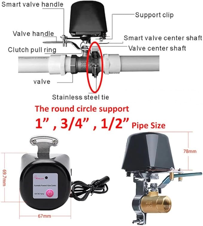 EVERSECU Tuya Smart WiFi & Bluetooth Smart Water Valve, Shutoff WiFi Control Water Valve Compatible with Alexa, Google and Application Program iOS/Android