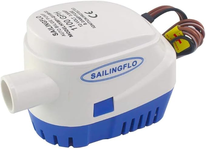 1100 GPH Automatic Bilge Pump - 12V, 1-1/8"(29mm) Outlet, Submersible Boats Water Pump with Float Switch, Snap-Off Strainer, Easy Install for Boat, Marine, Canvas,Ponds