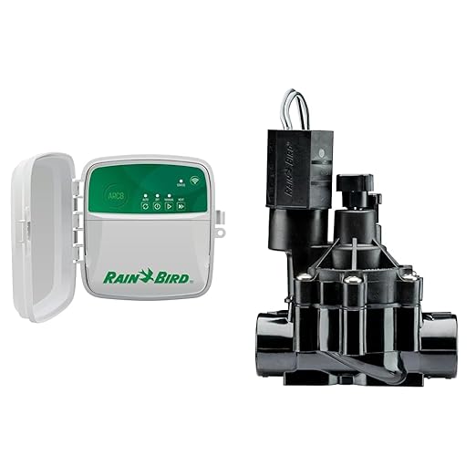 Rain Bird ARC8 App-Based Indoor/Outdoor Smart Irrigation WiFi Timer/Controller, Gray and Green & CPF075 in-Line Automatic Sprinkler Valve with Flow Control, 3/4" Threaded Female x Female