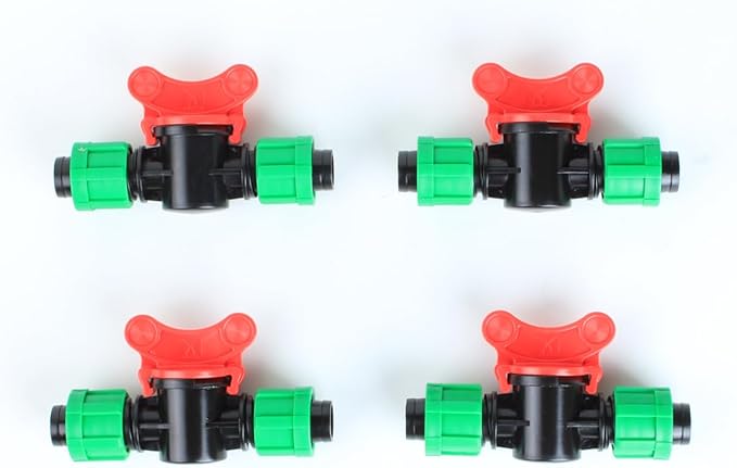 Drip Irrigation Shut Off Valve, In-Line Barbed Switch Valve Locking Fitting, Compatible with 1/2 inch Drip Tape Tubing Sprinkler System- 4 Pack