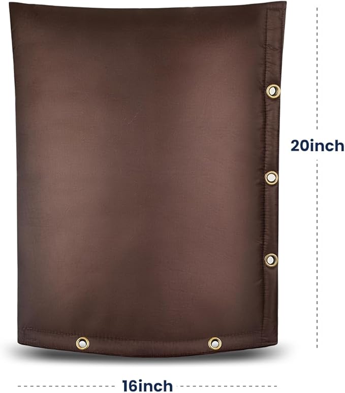 Heavy Duty Backflow Preventer Cover with Two Hook and Loop Openings for Winter Freeze Protection- Outdoor Pipe, Sprinkler, Faucet, and Valve Insulated Cover, 16''W x 20''H- Brown