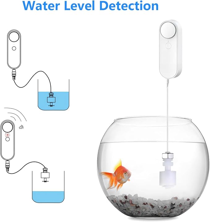 Mengshen WiFi Water Leak & Water Level Detector, 2-in-1 Tuya Smart Sensor Alarm Loud Volume APP Alert Monitoring with 6.5 Feet Detection Line for Swimming Pool Fish Tank Aquarium