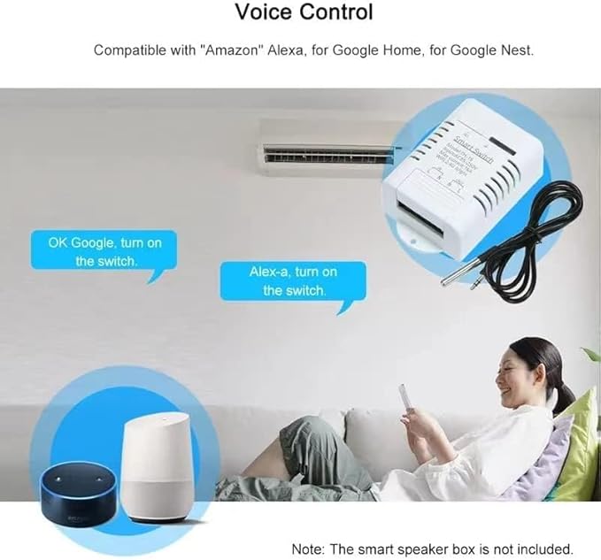 High Power Tuya 16A Smart WiFi Temperature Controller with Waterproof Probe - APP Remote Control for Greenhouse,Homebrew,Thermostat,Aquarium,Climbing Pet Breeding,Incubator,Alexa Voice Compatible