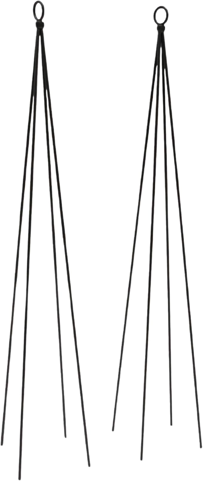 Loop Top Plant Trellis Stakes 34 Inch, Wrought Iron Black Powder Coated Plant Supports for Containers and Climbing Plants, Set of 2