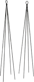 Loop Top Plant Trellis Stakes 34 Inch, Wrought Iron Black Powder Coated Plant Supports for Containers and Climbing Plants, Set of 2