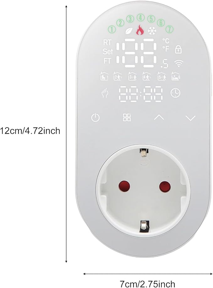 Luocute Smart WiFi Plug in Thermostat APP Remote Voice Control Energy Saving Mode Compatible with Electric Heating Equipment for Home Greenhouse Reptile Enclosure (White)