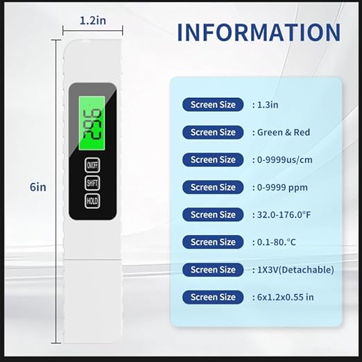 All-New 4 in 1 Digital TDS Meter - Water Tester for Drinking Water Digital, Accurate TDS/EC/Temp (°F/°C) Tester for RO/DI System, Aquariums, Tap Water & Hydroponics (0-9990ppm)
