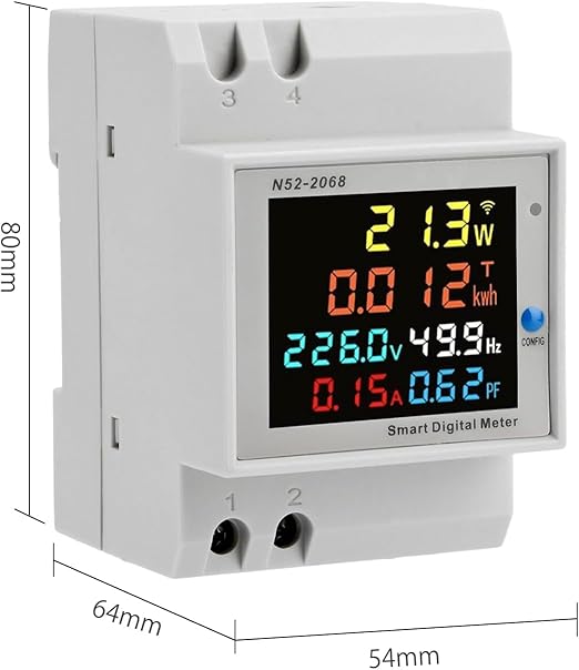 diymore WiFi Digital Single Phase Energy Meter Tester Electricity Usage Monitor AC 110V 40V~300V 100A Ampermeter Power Voltmeter Voltage Amps Watt Kwh Frequency Power Factor Meter Multimeter