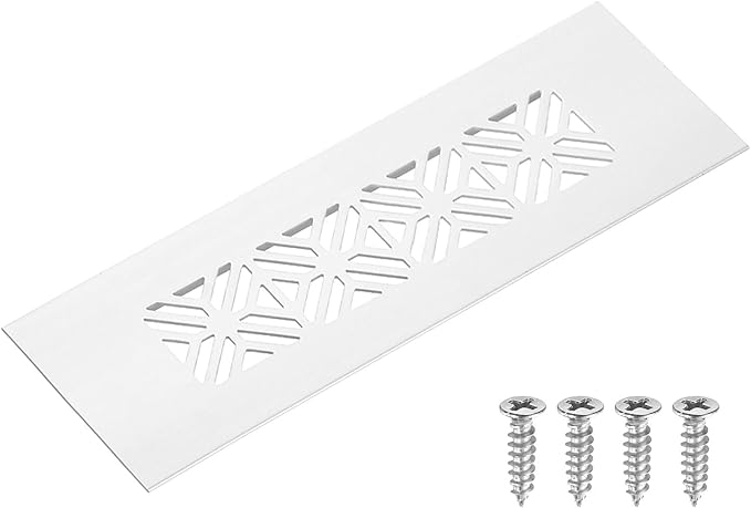 uxcell Aluminum Alloy Air Vents, 150 x 50mm / 5.9 x 2" Rectangle Louvered Ventilation Grille Cover with Mounting Screws for Door Cabinet Wardrobe, Silver