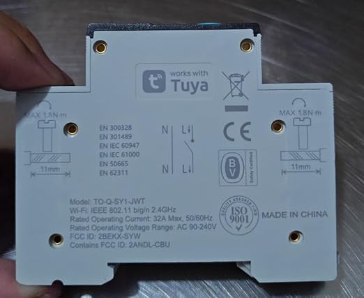TONGOU DIY 1P+N Smart Wi-Fi Switch, Work with Alexa and Google Assistant for Voice Control, 32A with Energy Monitor, Smart Life/Tuya APP Remote Control, Timer Functions, DIN Rail Mounted,FCC Certified