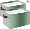 Sage Green Grey Ombre Storage Bins Cubes Waterproof Cloth Storage Basket, Farmhouse Gradient Minimalist Foldable Storage Bags for Shelf Clothes Storages Organizers with Handles 15x11x9.5 in 2PCS