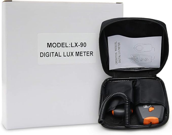 Digital LUX Meter Digital Indicator UV Meter Light Meter with LCD Display Luxmeter for 0-100,000 Lux Range High Ambient Light Meter with Backlight (Model LX-90)