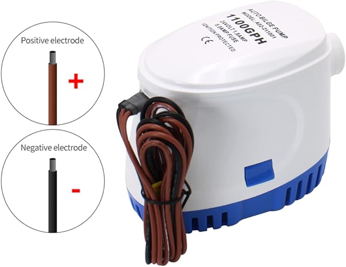 1100GPH 12V Auto Bilge Pump, Marine Automatic Bilge Pump Built-in Float Switch, Suitable for Boats, Yacht, Pools