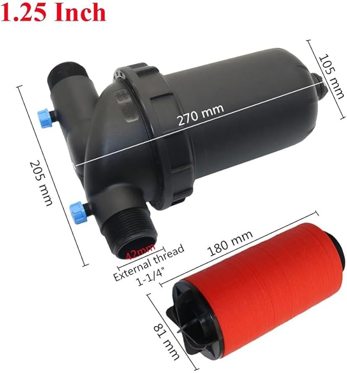 Water Filter, 120 Mesh Disc Garden Irrigation System Strainer 1.25" 1.5" 2" Male Thread Hose Pipe Water Pump Filtering Impurities(1.25 inch)