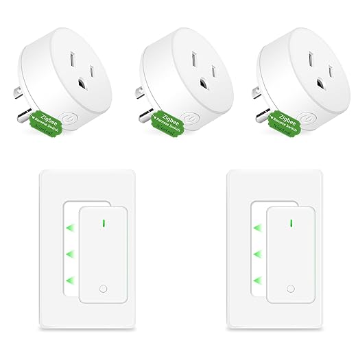 NineLeaf Zigbee Smart Outlet w Remote Control, Wireless Plug,Zigbee Hub Required, 500ft, APP & Voice Control, Compatible with Alexa & Google Home, Timer & Schedule, 2 Switches+3 Outlets