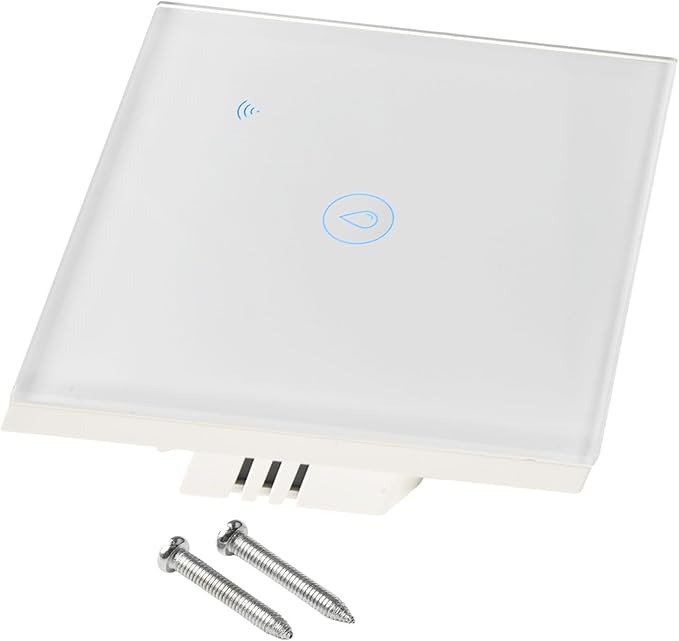 Smart 40A Water Heater Control Switch with Touch Panel Voice and App Control Compatible with System Timing Function ABS 94-V0 Fireproof Glass Panel for Home Automation (white)