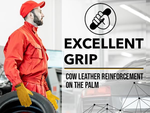 WESTWOOD FOX Work Gloves for Men Women Heavy Duty Leather Gardening Gloves Tough Working Mechanic, Utility Construction
