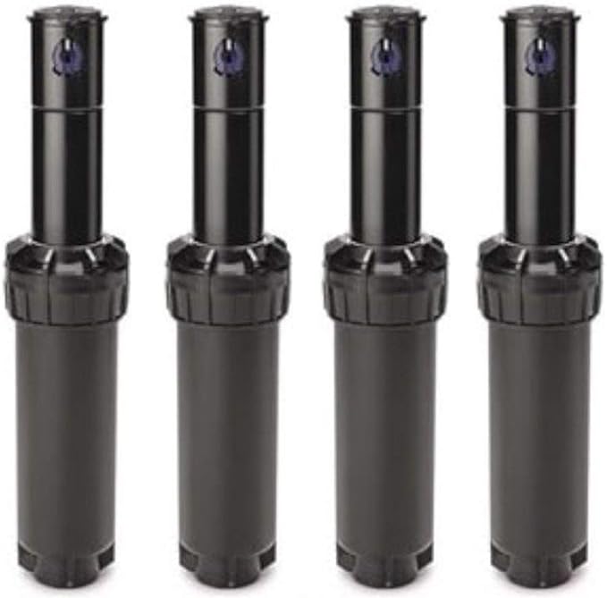 Rain Bird 5000 Heavy Duty Simple Adjust Gear Driven Rotor Sprinkler Head, 4-Pack - 3/4 inch Inlet - Water Efficient 4 inch Pop Up Lawn Sprinkler, Adjustable 40-360 Degree Arc and 25-50 ft Radius