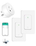 Wireless Remote Control Outlet Plug,NineLeaf Smart Outlets for Household,On Off 1 Smart Plug 2 Switches Compatible with Tuya,Alexa and Google Assistant,Timer Outlet,No Wiring,White