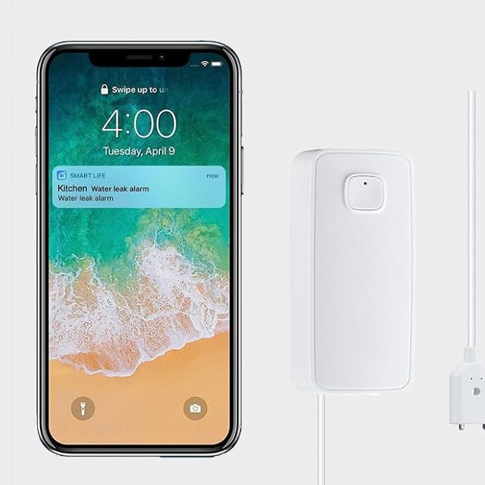 3PCS WiFi Water Leak Detector Kit, 80dB Water Sensor Alarm, Sump Pump Leakage Alarm, TUYA APP Free Remote Monitoring for Water Leakage, SMS and Phone Notification Can Be Enabled, AAA Battery Powered