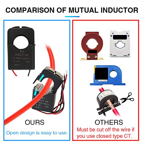 AC Current Voltage Power Energy Frequency Power Factor Communication Module Meter 100A Ammeter Voltmeter Multimeter with RS485 USB Interface and Split Core Current