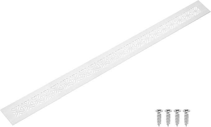 uxcell Aluminum Alloy Air Vents, 600 x 50mm / 23.6 x 2" Rectangle Louvered Ventilation Grille Cover with Mounting Screws for Door Cabinet Wardrobe, Silver