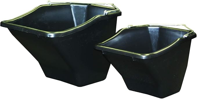 Little Giant® Plastic Better Bucket | Horse Feed Bucket | Ergonomically Designed | Flat Back Bucket | Made in USA | 20 Quarts | Black