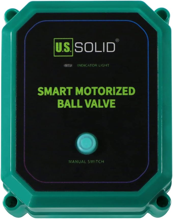 U.S. Solid 1" Smart Motorized Ball Valve - Remote App Mobile Control NSF Certified 304SS Electrical Ball Valve with Manual Switch, 5V DC USB Connection