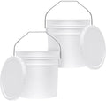 3.5-Gallon White Bucket Pail Container with Lid | Food Grade | Heavy-Duty 90MIL Extra Durable | Metal Handles with Plastic Grip for Easy Carrying | Multi-Use | Easy Stack and Store | BPA Free - 2 Pack
