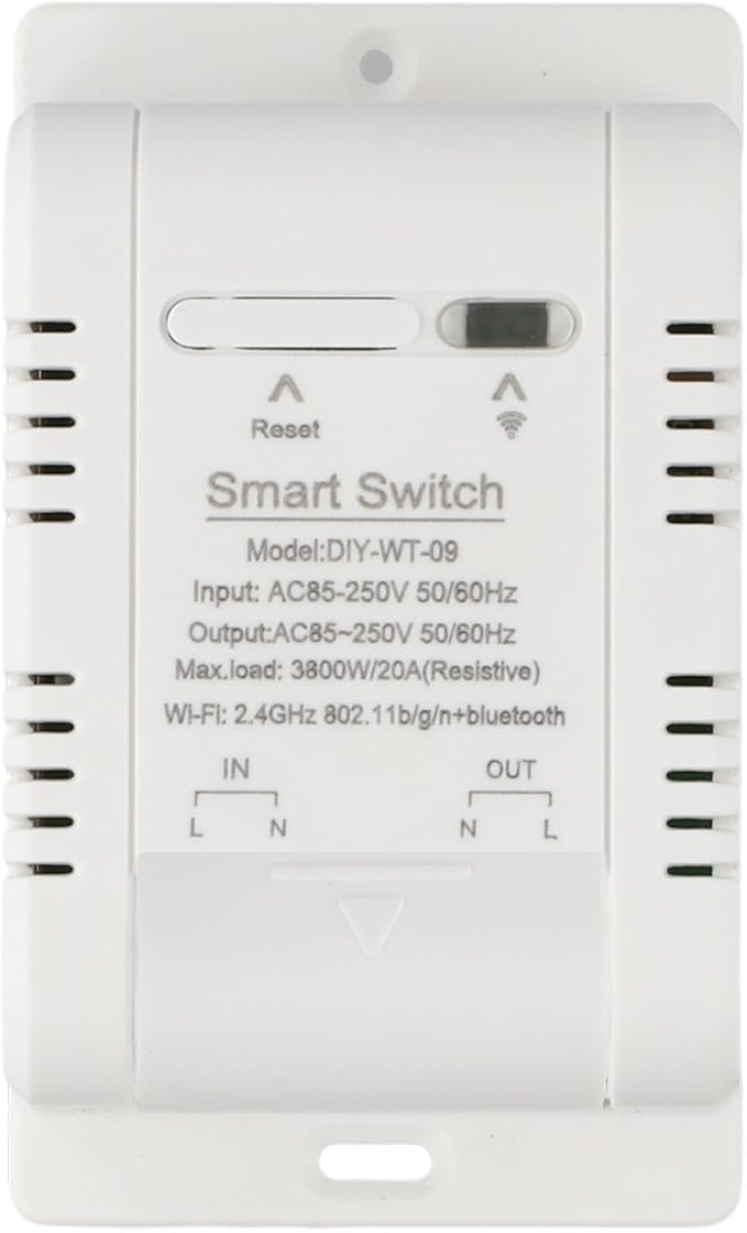 Temperature and Humidity Smart Switch for eWeLink - 20A Load Capacity (3800W), ABS Housing, -20°C to 80°C Operating Range, Scheduling & Data Logging (B)