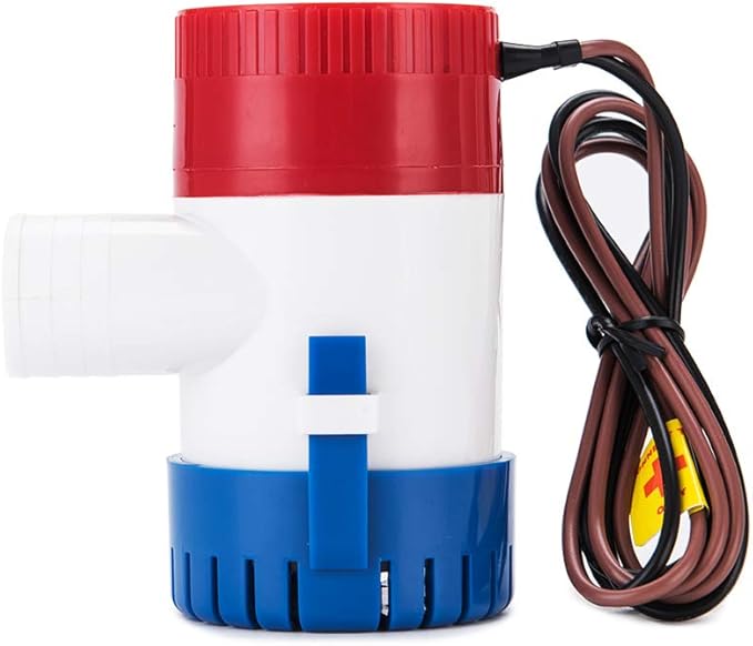 Dontmiss Submersible Boat Bilge Water Pump 12v 1100gph Non-Automatic Marine Electric Bilge Pump for Ponds, Pools, Spas Silent, Boat Caravan RV Submersible