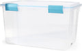 Sterilite 54 Qt Gasket Box, Stackable Storage Bin with Latching Lid and Tight Seal, Plastic Container to Organize Basement, Clear Base and Lid, 1-Pack