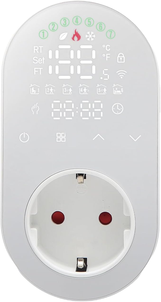 Luocute Smart WiFi Plug in Thermostat APP Remote Voice Control Energy Saving Mode Compatible with Electric Heating Equipment for Home Greenhouse Reptile Enclosure (White)