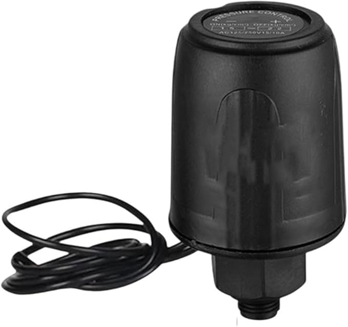Self Priming Water Pump Controller Adjustable Pressure Switch for Steady Flow Precise Pressure Regulation Easy Installation Tought Plastic Metal 1/4 3/8 Thread Black for Home Industrial(3/8 1.8-2.6kg)