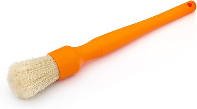 Detail Factory - Boar Hair Detailing Brush Short-Handle + Long-Handle Combo Kit - Comfortable Grip and Heavy-Duty Scrubbing for Interior, Exterior, Engine Bay, Wheels, Exhaust Tips, Orange