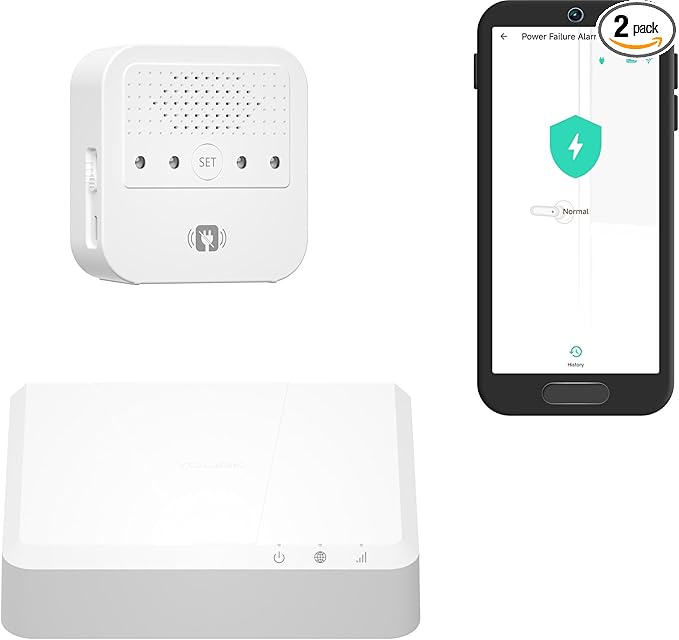 YoLink Smart Power Fail Alarm & Cellular Hub Kit, Smart Home Starter Kit with AC Power Outage Alert, LoRa Long-Range, Remote Monitoring, App Alerts, Text/SMS, Email Alerts, IFTTT