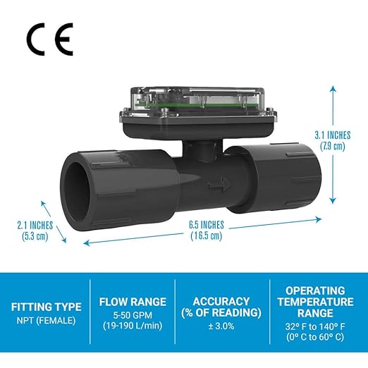TM Series Turbine Flow Meter for Water Applications, 1 inch Female NPT Fittings (TM10NQ9GMA)
